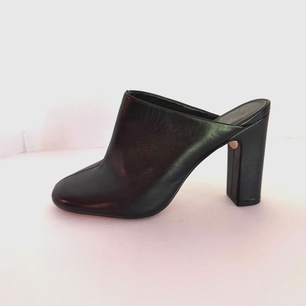 Ted Baker London, Ceilah Black Leather Mules 38, Classic Block Heels Minimal